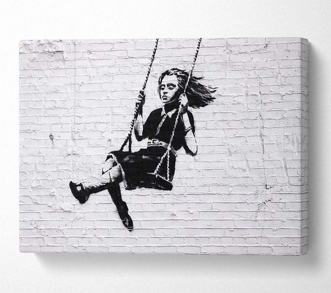  A Canvas Print of Banksy Girl On Swing Canvas Art
