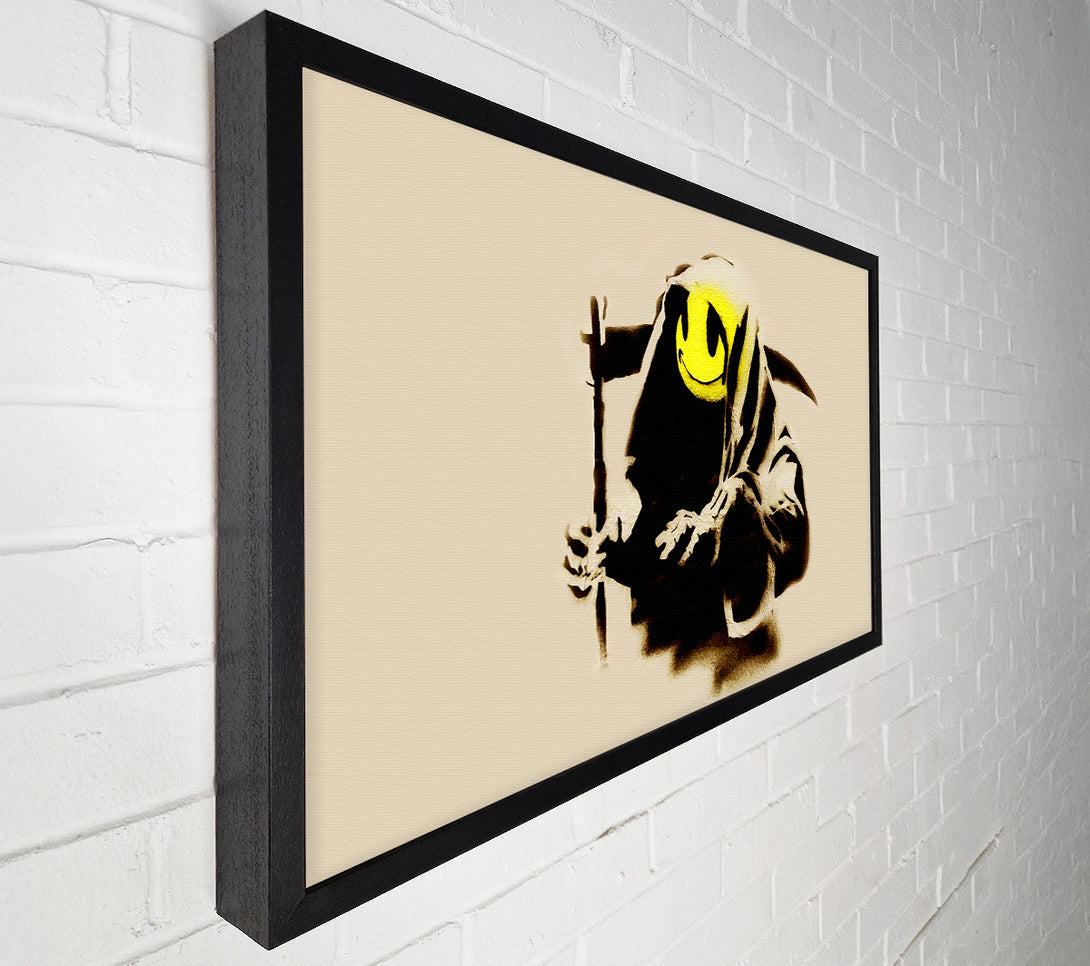  A Canvas Print of Banksy Grim Reaper Beige Canvas Print