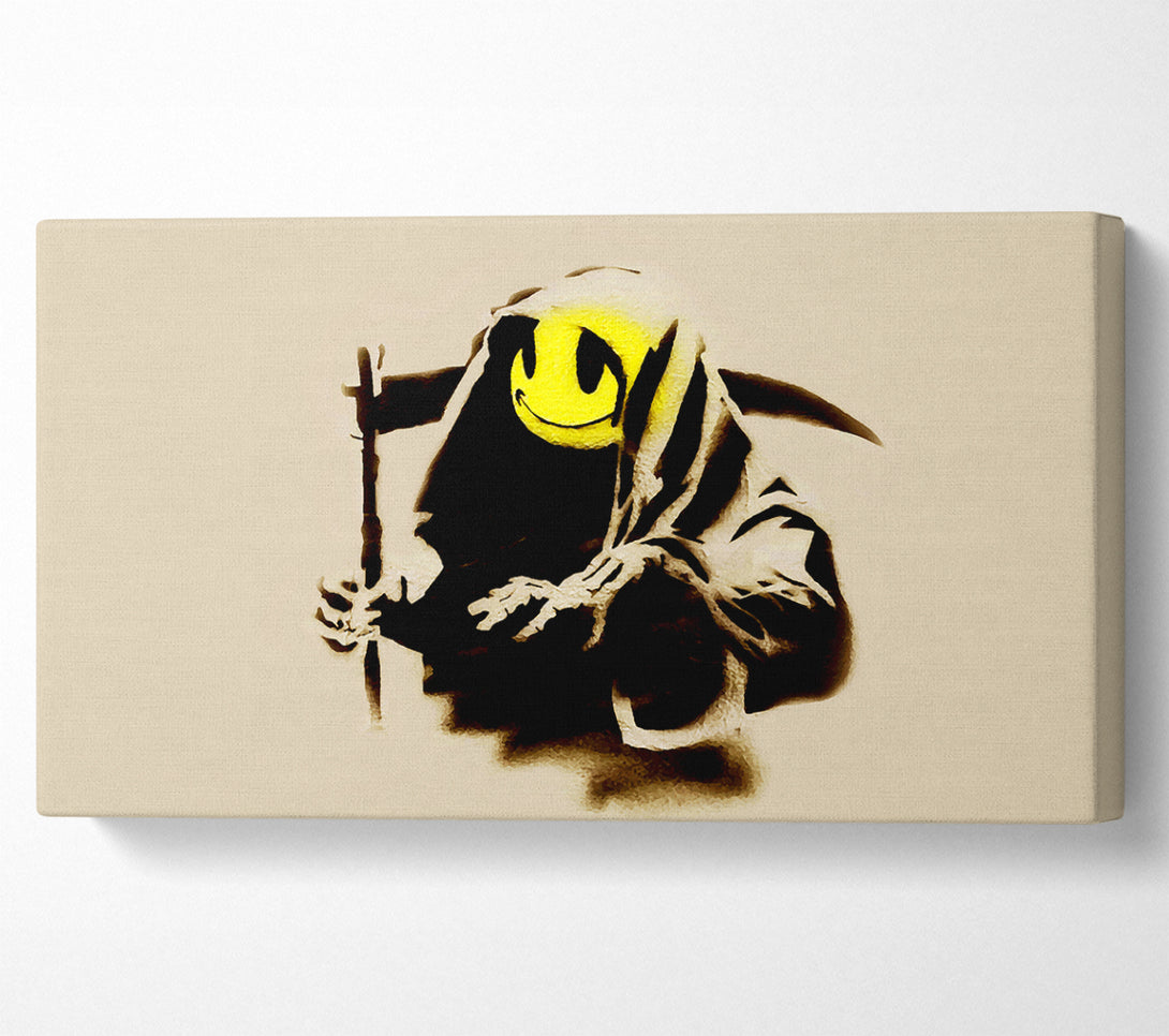  A Canvas Print of Banksy Grim Reaper Beige Canvas Print