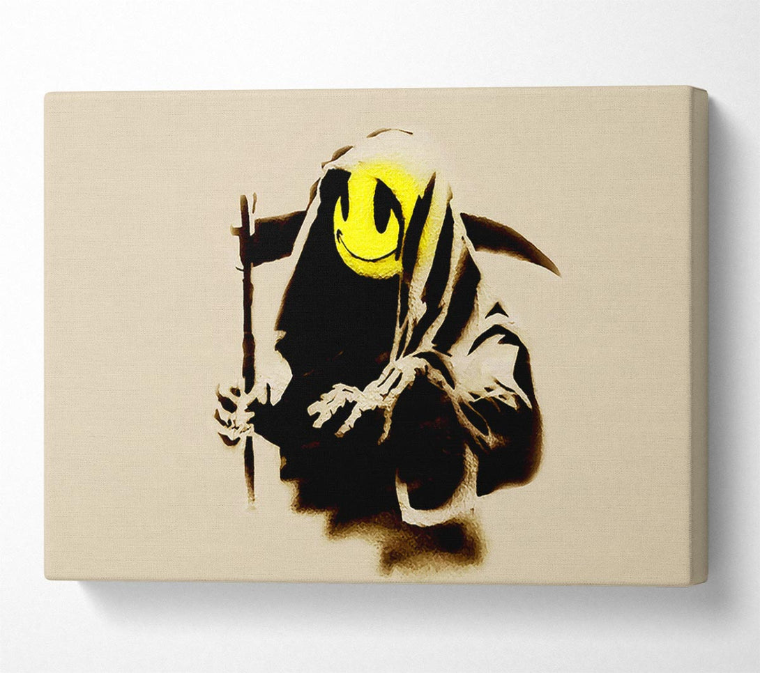  A Canvas Print of Banksy Grim Reaper Beige Canvas Print