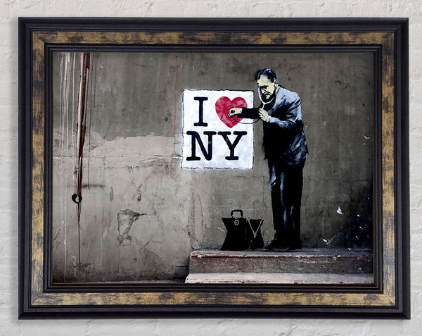 Banksy Heart Beat Of New York Framed Print