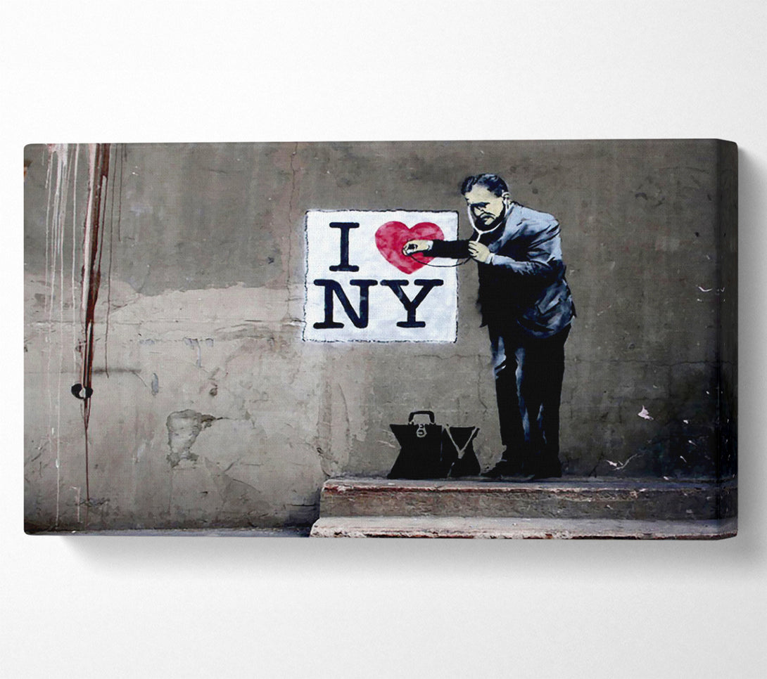  A Canvas Print of Banksy Heart Beat Of New York Canvas Wall Art