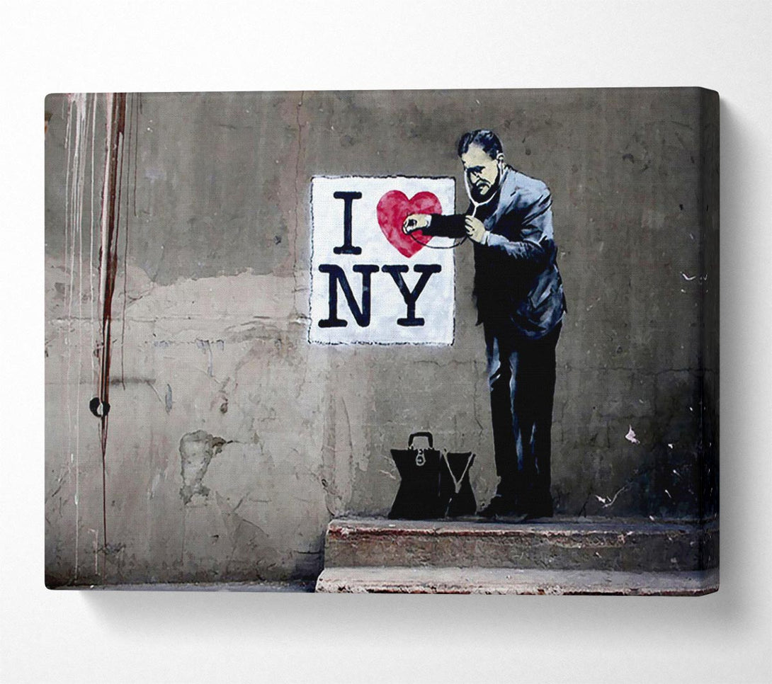  A Canvas Print of Banksy Heart Beat Of New York Canvas Wall Art