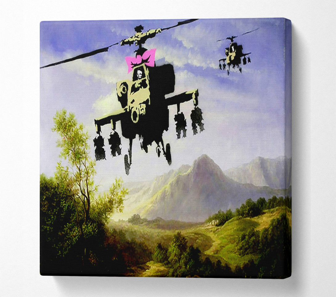  A Canvas Print of Banksy Helicopter Bow Canvas Art