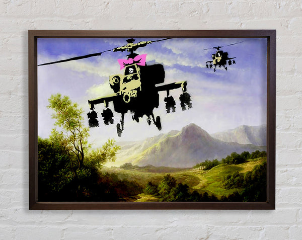 Banksy Helicopter Bow Framed Print