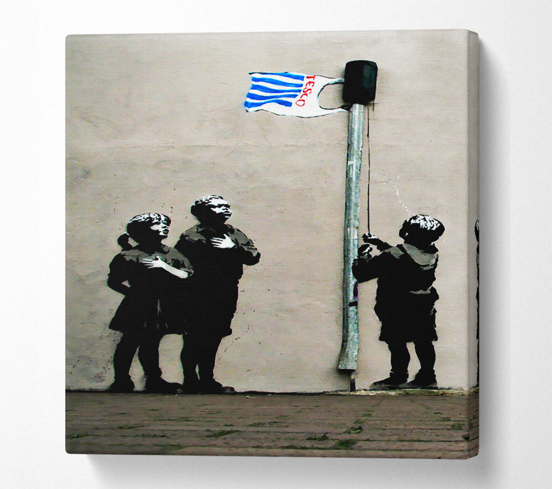  A Canvas Print of Banksy Homage To The Tesco Flag Canvas Print