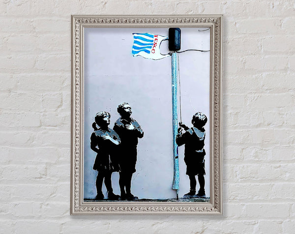 Banksy Homage To The Tesco Flag 2 Framed Print