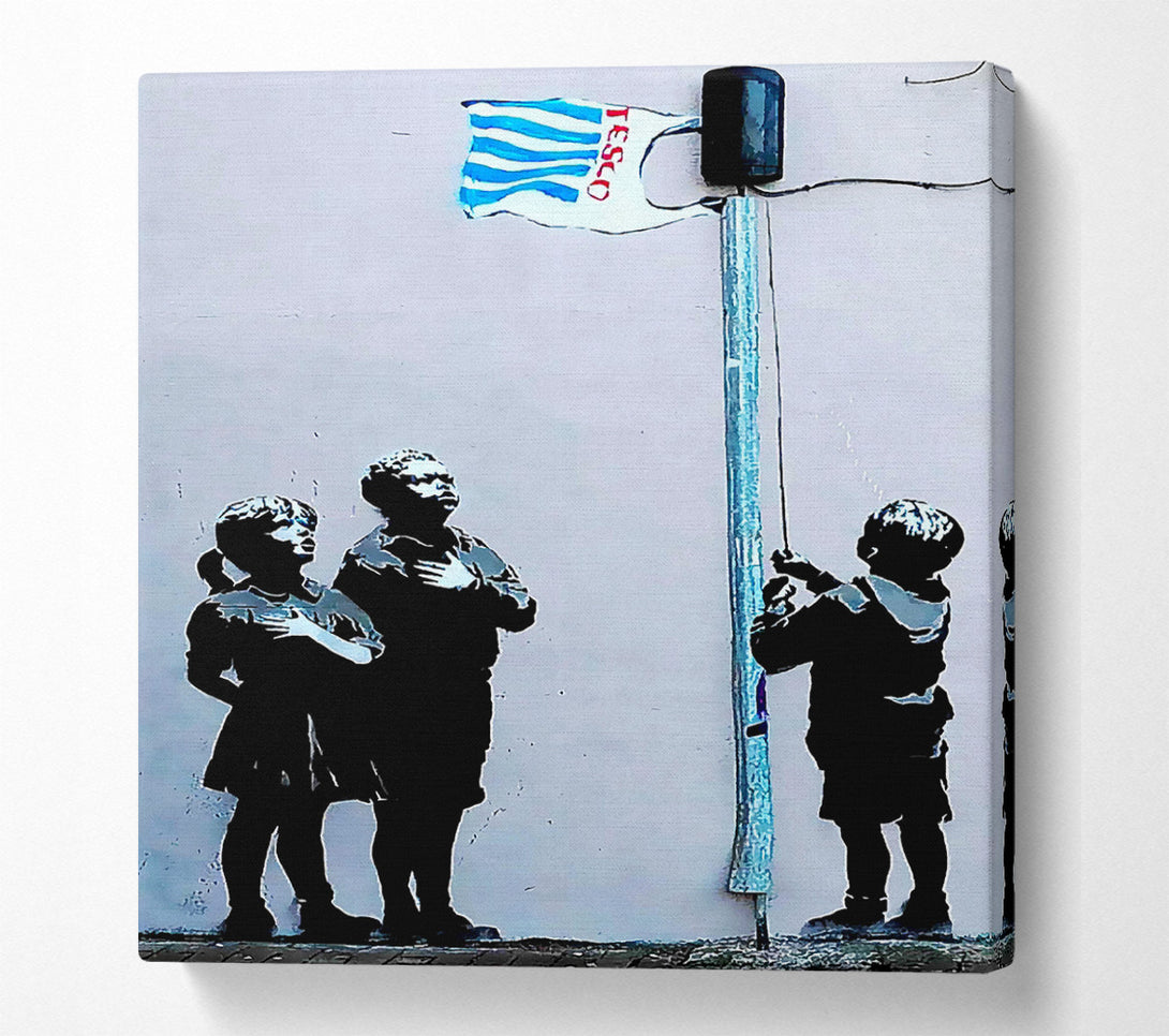  A Canvas Print of Banksy Homage To The Tesco Flag 2 Canvas Print