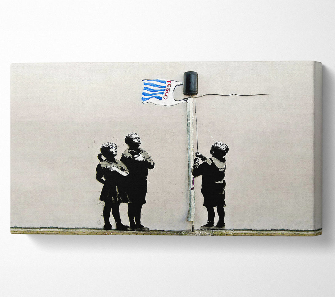  A Canvas Print of Banksy Homage To The Tesco Flag Landscape Canvas Art
