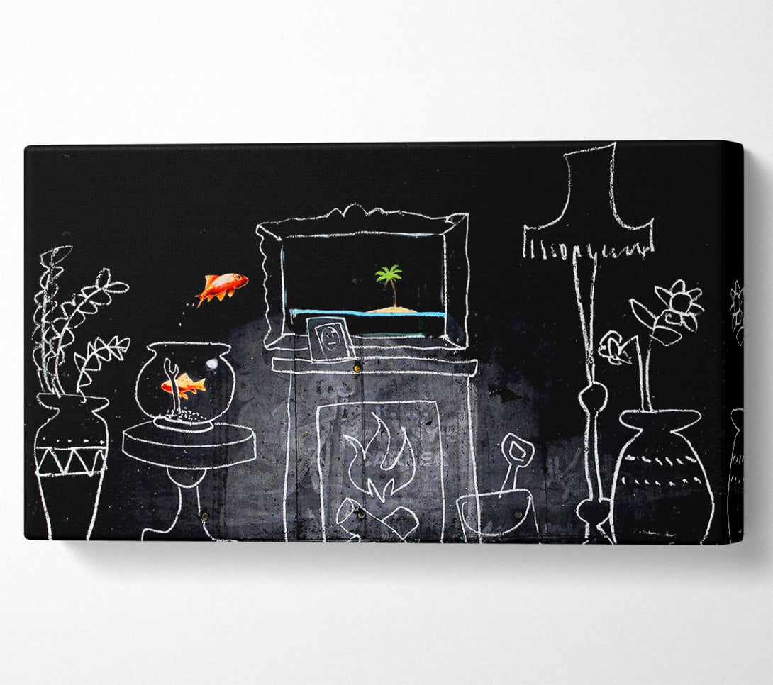  A Canvas Print of Banksy Home Drawing Canvas Wall Art