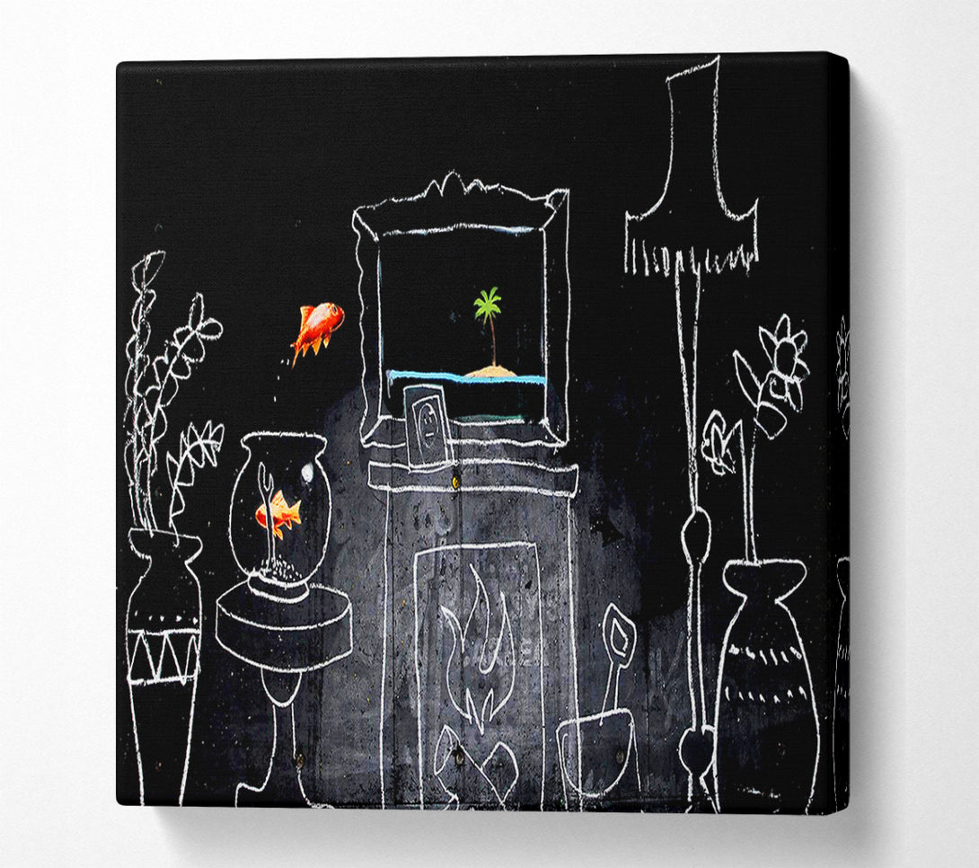  A Canvas Print of Banksy Home Drawing Canvas Wall Art