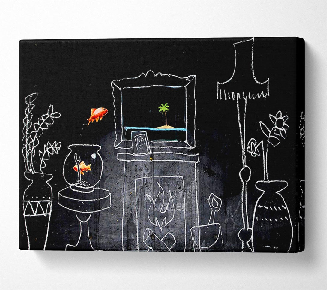 A Canvas Print of Banksy Home Drawing Canvas Wall Art