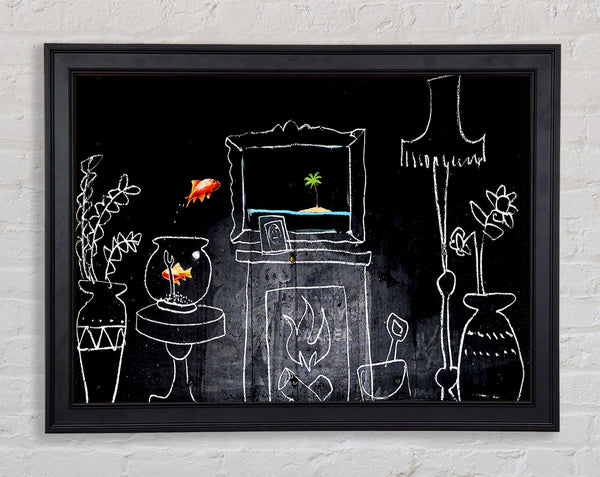 Banksy Home Drawing Framed Print
