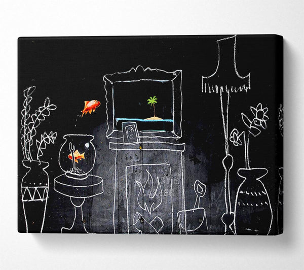  A Canvas Print of Banksy Home Drawing Canvas Wall Art