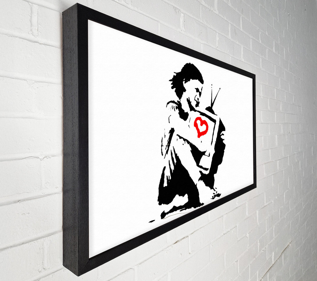  A Canvas Print of Banksy I Love Tv White Canvas Print