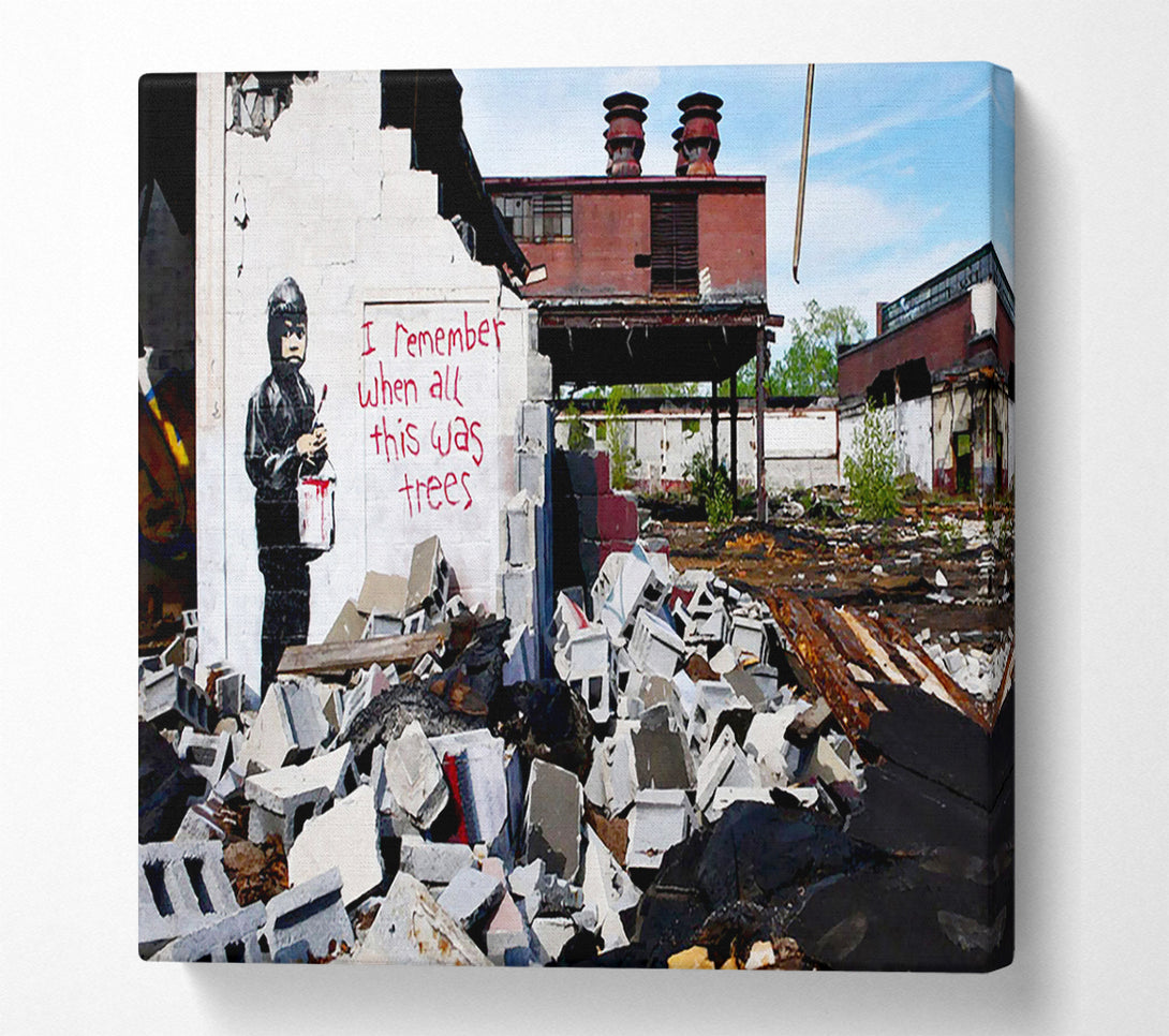  A Canvas Print of Banksy I Remember When All This Was Trees Canvas Wall Art