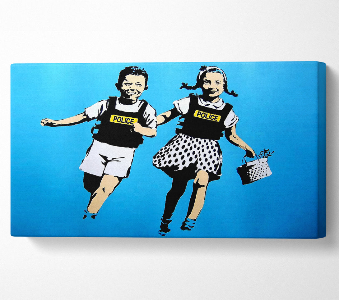  A Canvas Print of Banksy Jack And Gill Blue Canvas Print