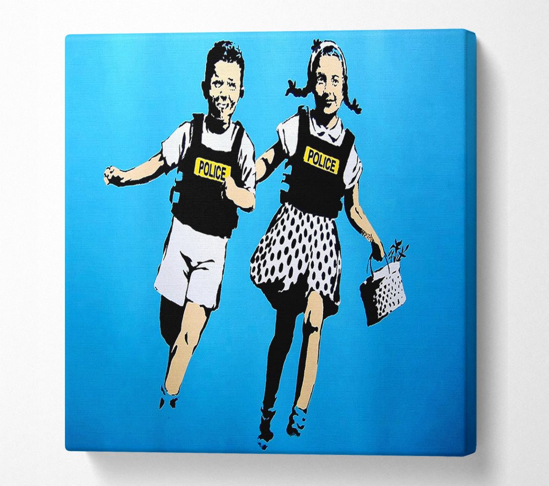  A Canvas Print of Banksy Jack And Gill Blue Canvas Print