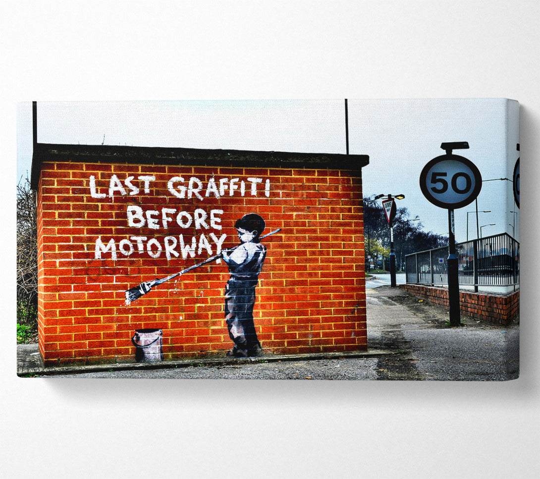  A Canvas Print of Banksy Last Graffiti Before Motorway Canvas Art