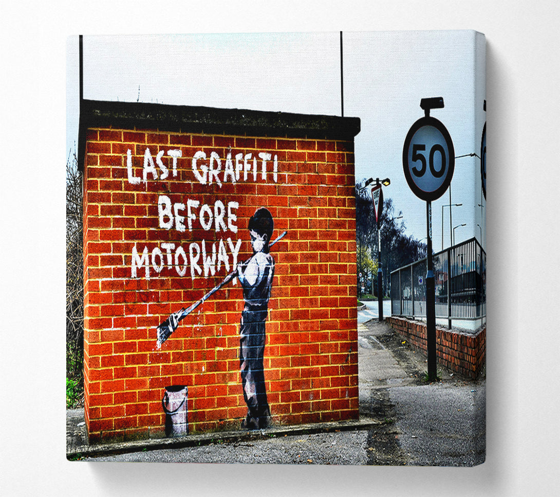  A Canvas Print of Banksy Last Graffiti Before Motorway Canvas Art