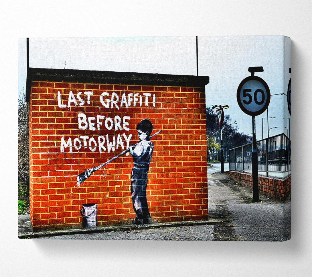  A Canvas Print of Banksy Last Graffiti Before Motorway Canvas Art