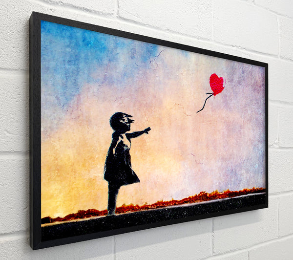 Banksy Love Heart Balloon Sunset