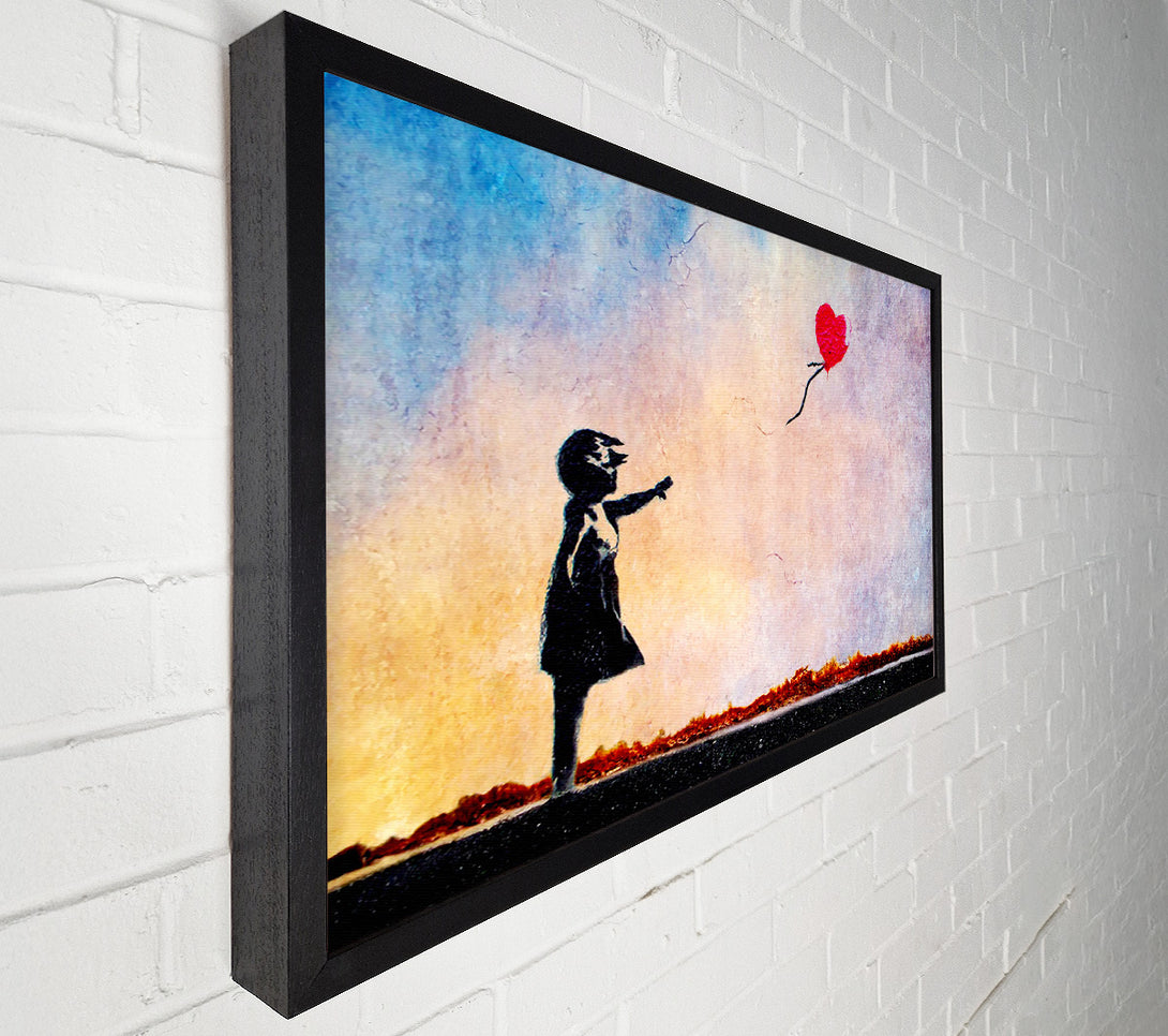  A Canvas Print of Banksy Love Heart Balloon Sunset Canvas Wall Art