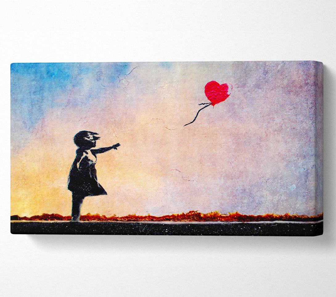  A Canvas Print of Banksy Love Heart Balloon Sunset Canvas Wall Art