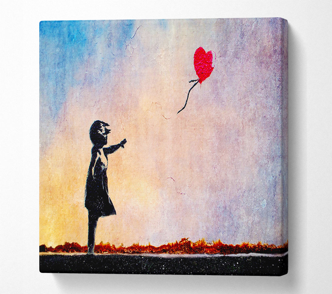  A Canvas Print of Banksy Love Heart Balloon Sunset Canvas Wall Art