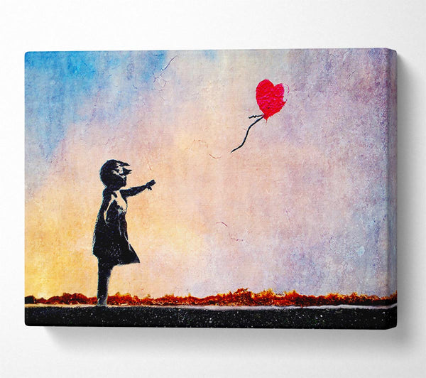  A Canvas Print of Banksy Love Heart Balloon Sunset Canvas Wall Art