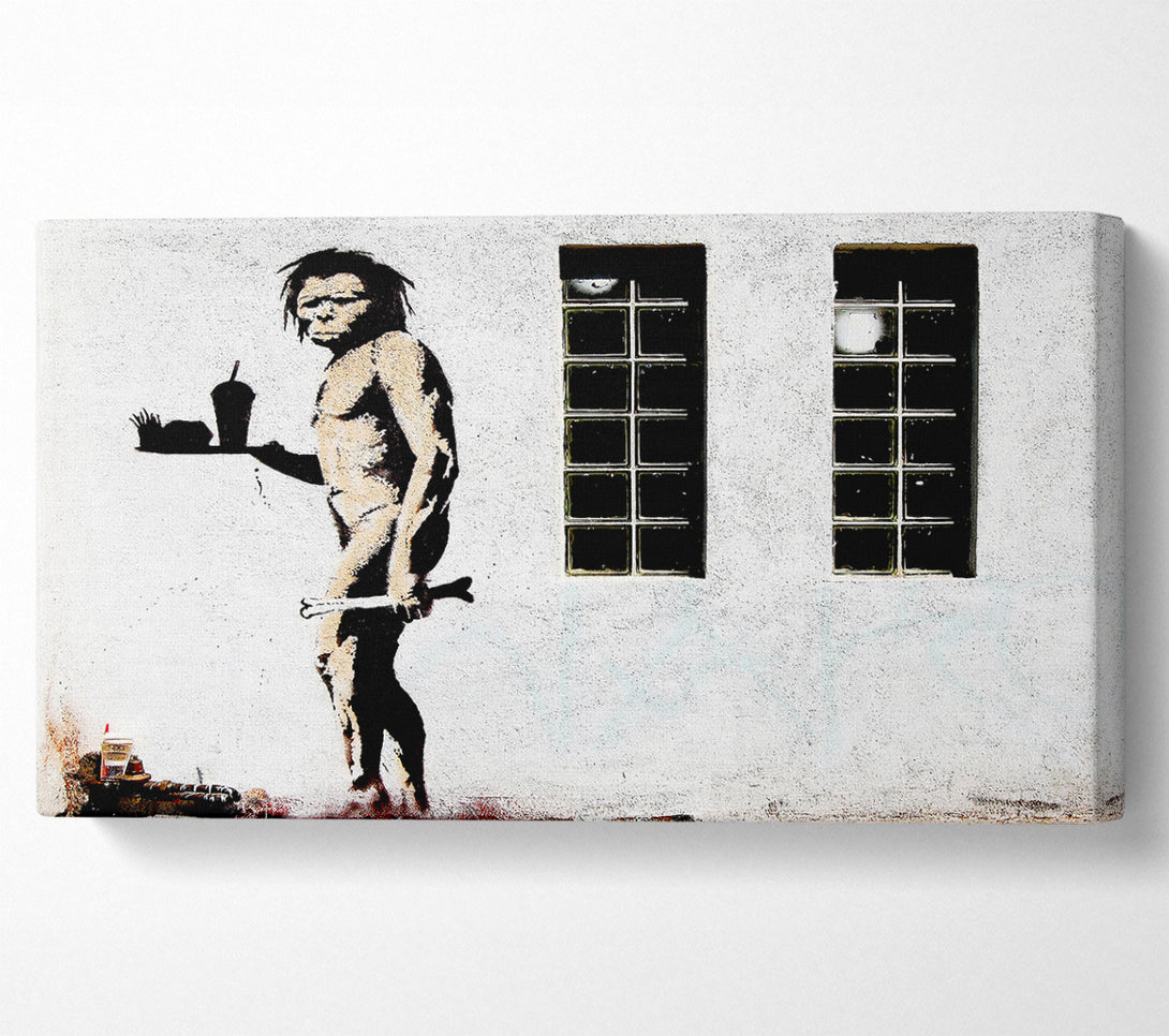  A Canvas Print of Banksy Mcdonald Caveman Canvas Wall Art