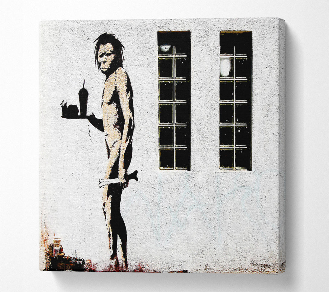  A Canvas Print of Banksy Mcdonald Caveman Canvas Wall Art