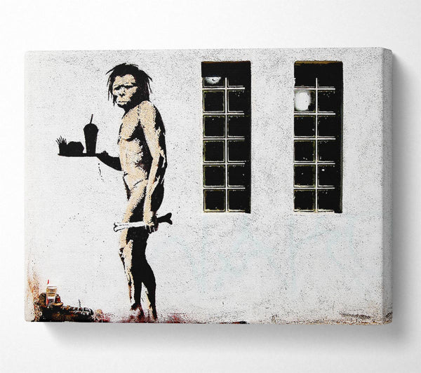  A Canvas Print of Banksy Mcdonald Caveman Canvas Wall Art