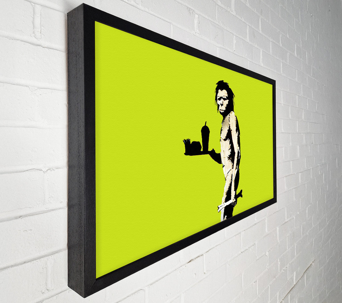  A Canvas Print of Banksy Mcdonalds Caveman Lime Canvas Print