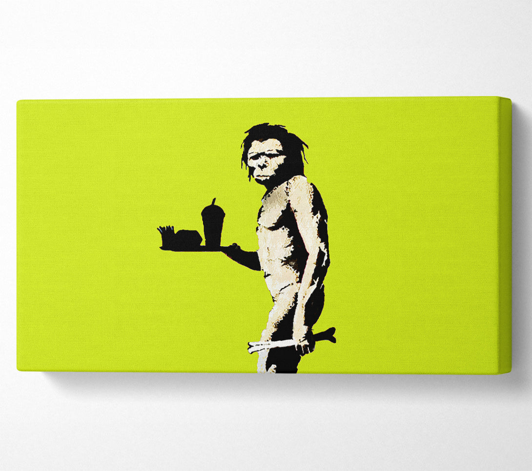  A Canvas Print of Banksy Mcdonalds Caveman Lime Canvas Print