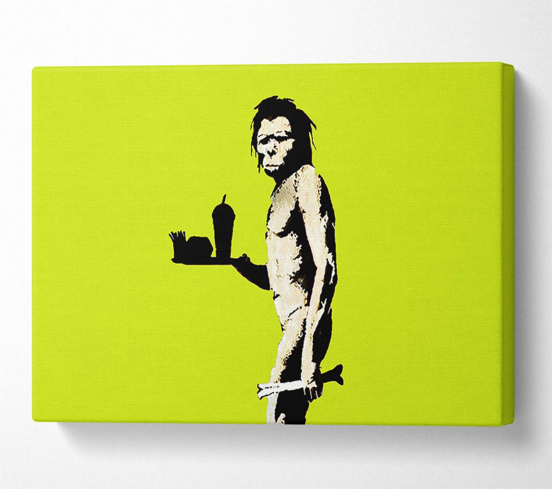  A Canvas Print of Banksy Mcdonalds Caveman Lime Canvas Print