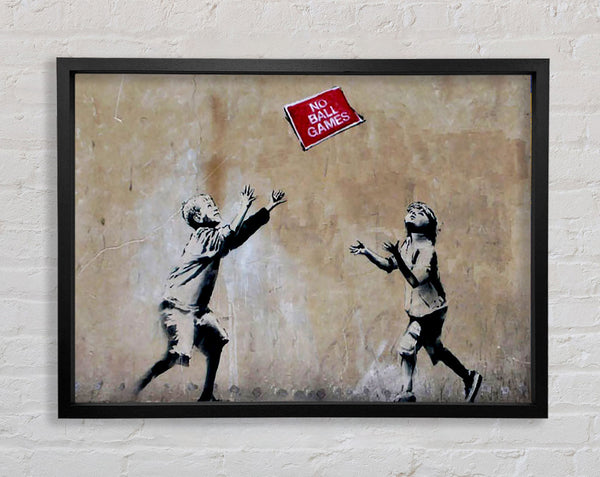Banksy No Ball Games Framed Print