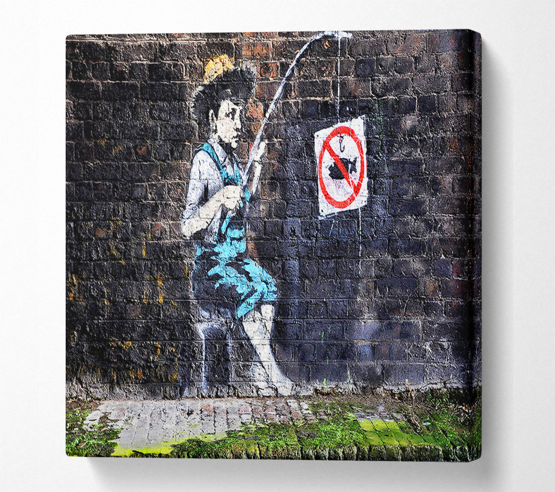  A Canvas Print of Banksy No Fishing Sign Canvas Print