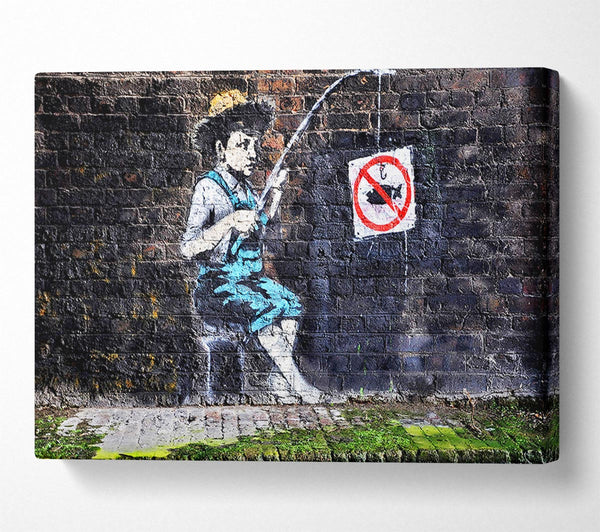  A Canvas Print of Banksy No Fishing Sign Canvas Print