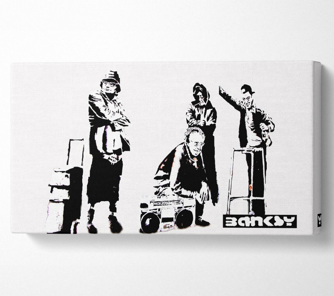  A Canvas Print of Banksy Old Skool White Canvas Print