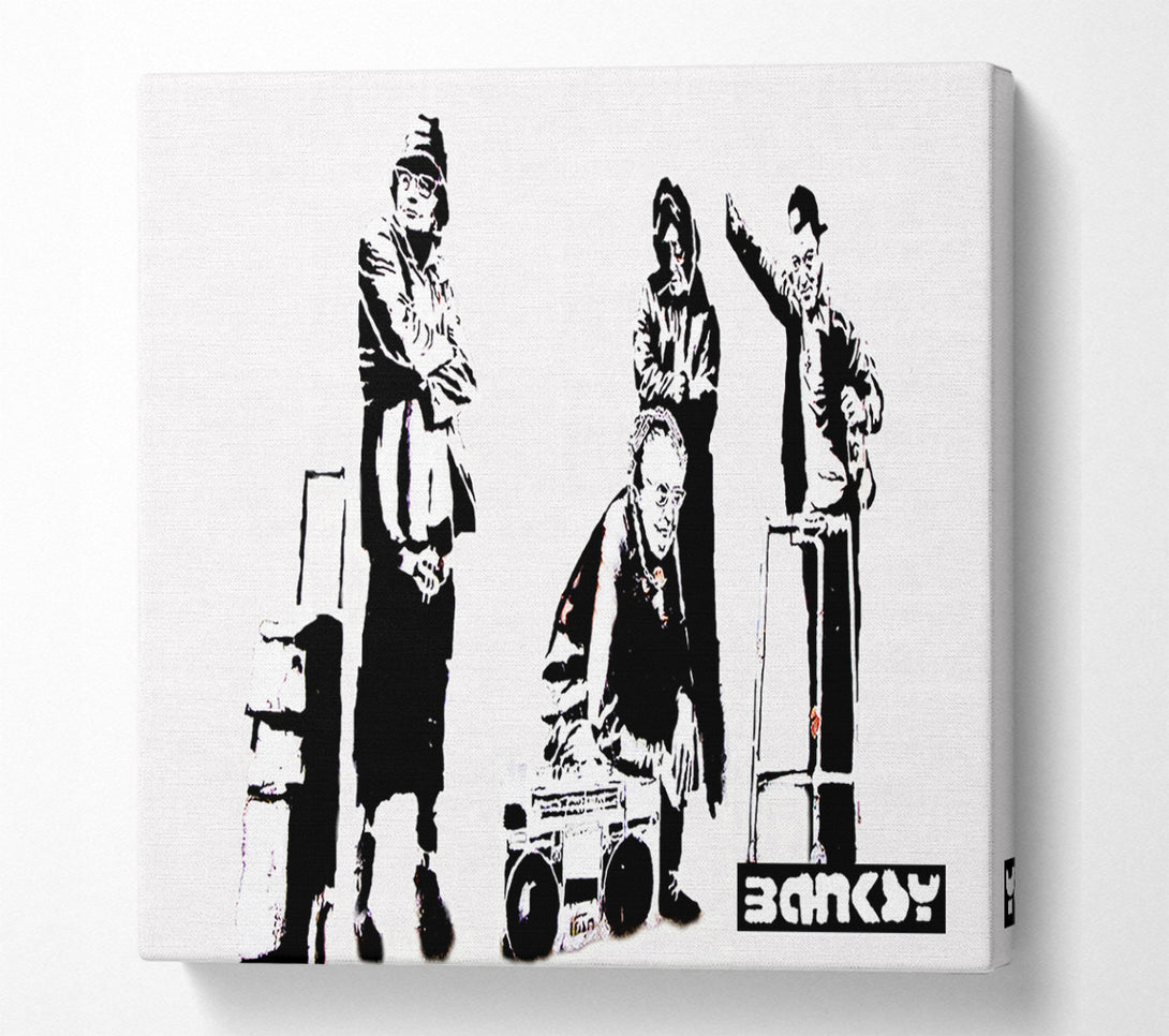  A Canvas Print of Banksy Old Skool White Canvas Print