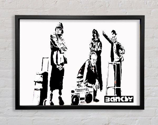 Banksy Old Skool White Framed Print