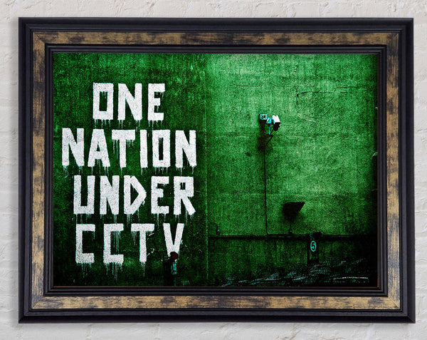 One Nation Under Cctv Green Framed Print