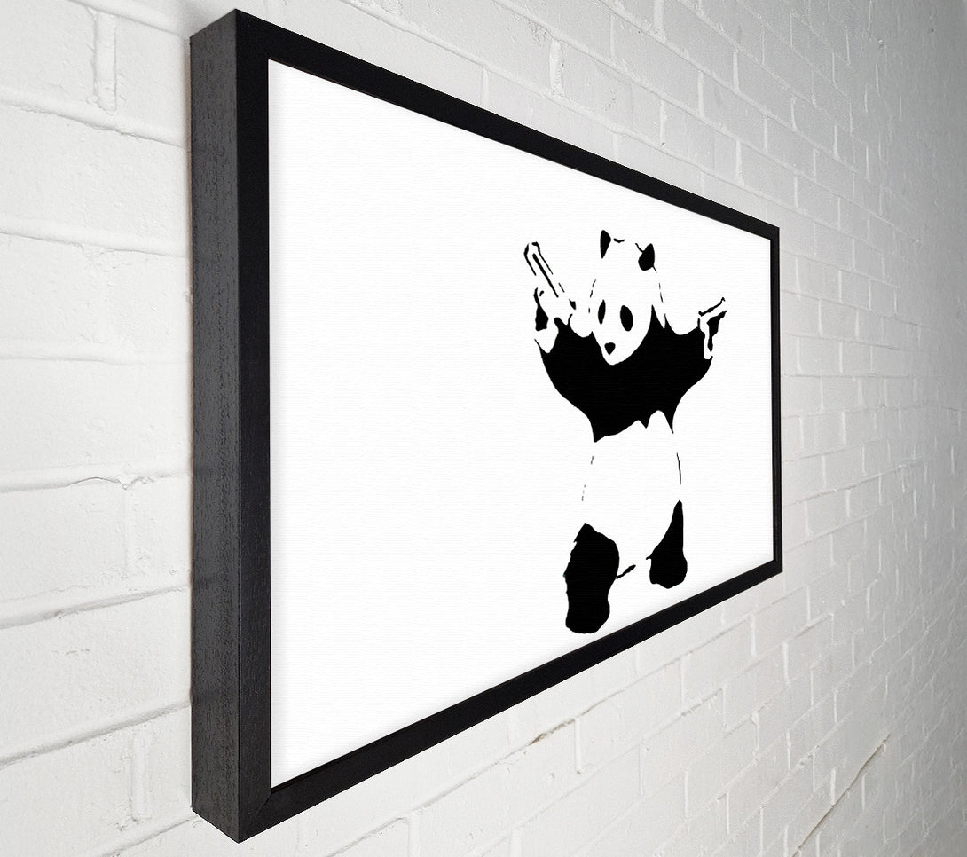  A Canvas Print of Banksy Panda Hold-Up White Canvas Print