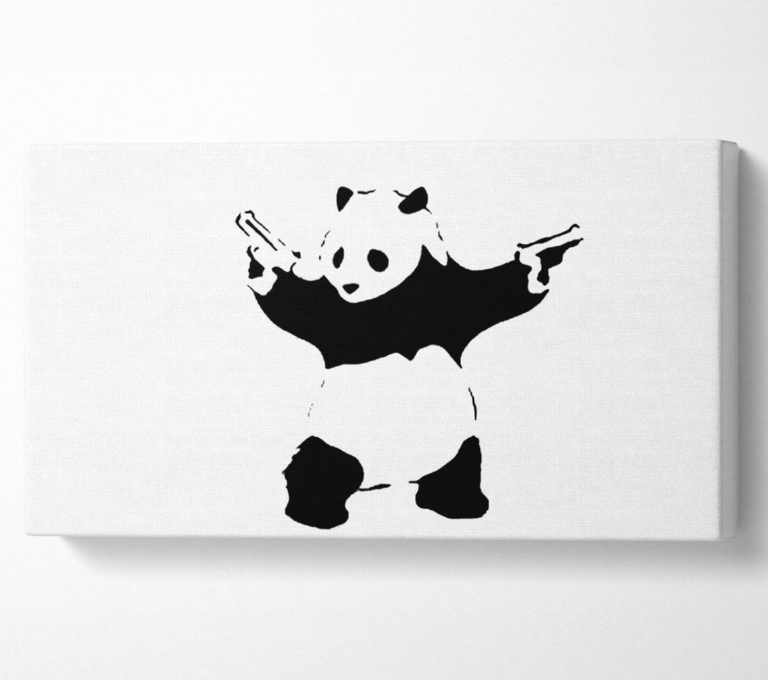  A Canvas Print of Banksy Panda Hold-Up White Canvas Print