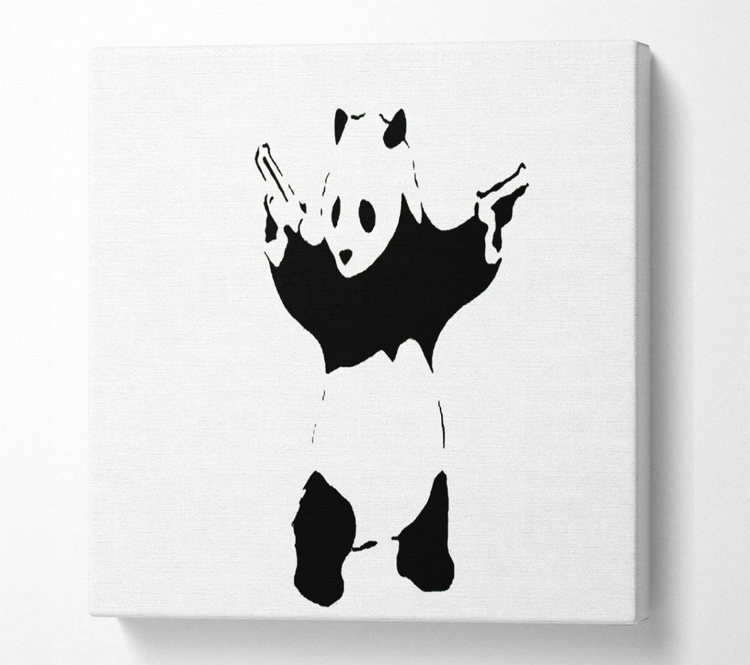  A Canvas Print of Banksy Panda Hold-Up White Canvas Print