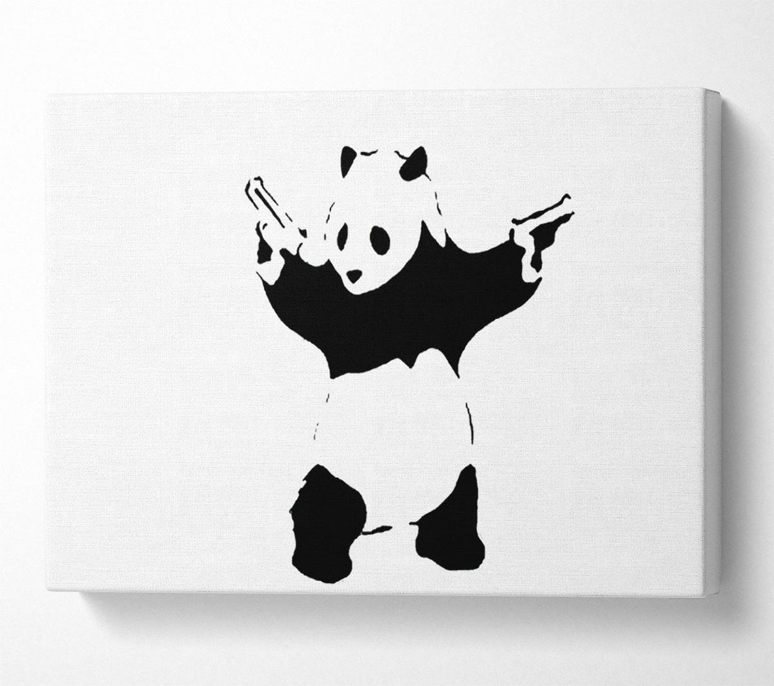  A Canvas Print of Banksy Panda Hold-Up White Canvas Print