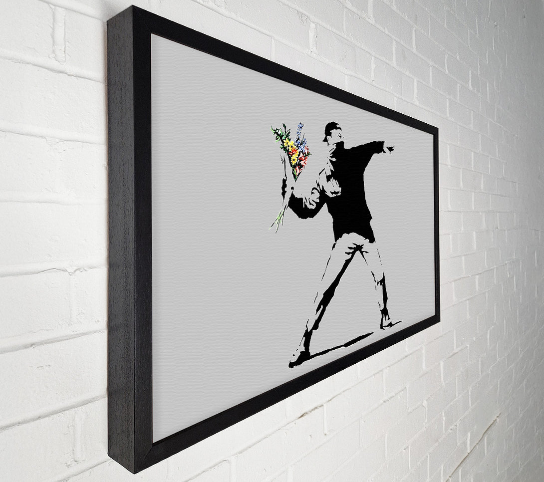  A Canvas Print of Banksy Peaceful Warrior Grey Canvas Wall Art