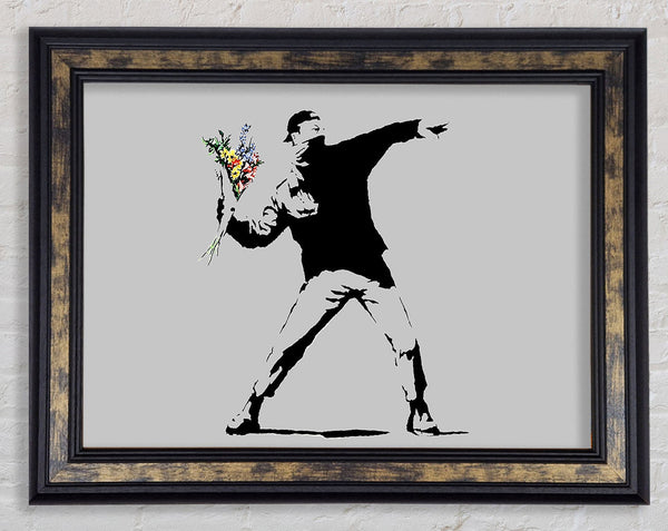 Peaceful Warrior Grey Framed Print