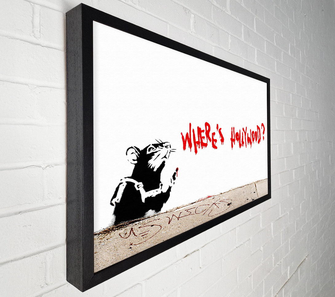  A Canvas Print of Banksy Rat Wheres Hollywood Canvas Art